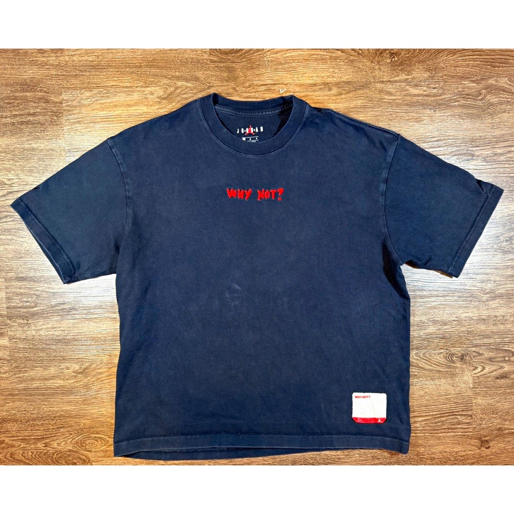 Jordan Why Not? Black Jumpman Graphic Print T-Shirt Embroidered Logo Men's L
